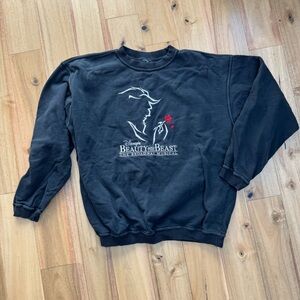 Disney Beauty and the Beast Black Sweatshirt with Red Rose